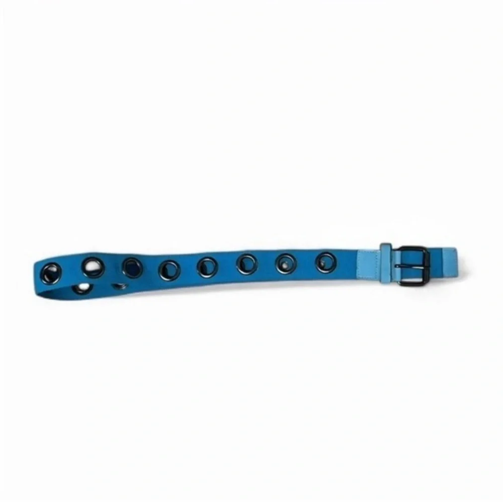 Vintage y2K grommet belt. Blue with silver buckle. Punk Skater Grunge Cyber